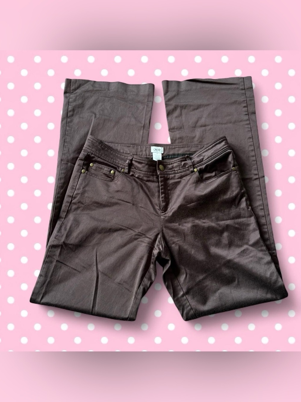 Cache Dark Brown Skinny Jeans with Brass Hardware